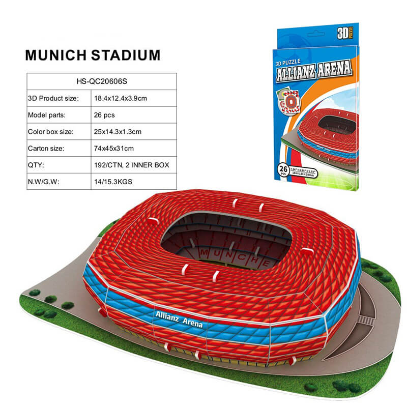 Football Puzzle 3D Model Bayern Munchen Stadium -Allianz Arena