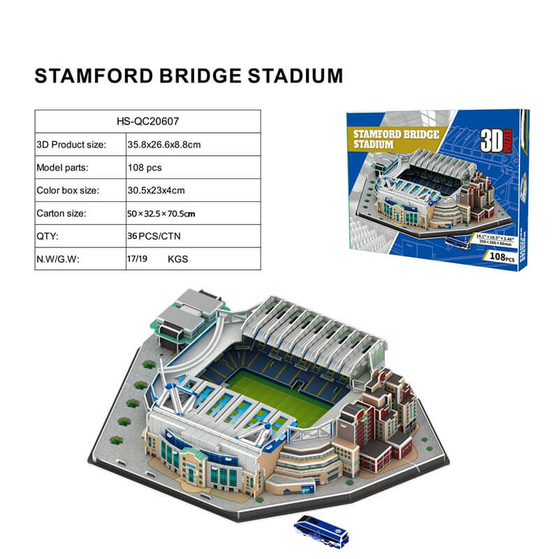 Football Puzzle 3D Model Chelsea Stadium -Stamford Bridge